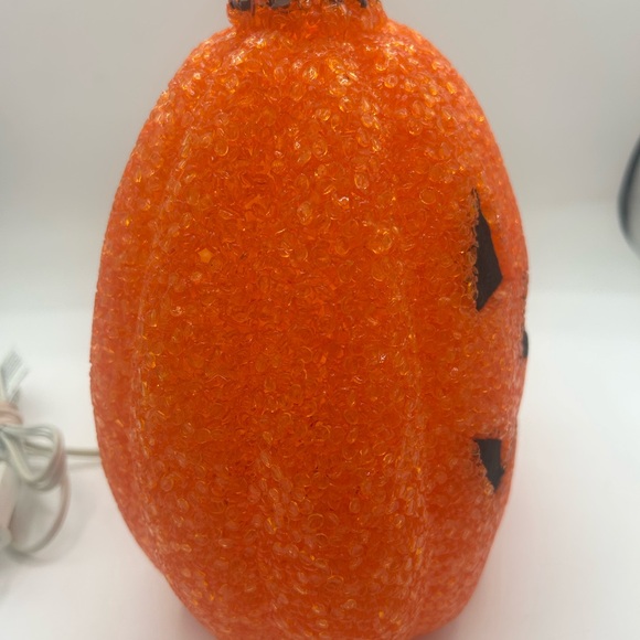 Vintage Melted Plastic Popcorn Light-Up Pumpkin Halloween Jack-o-lantern 1990's - Picture 6 of 8